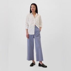 Gap Women's Easy High Rise Wide Leg Blue Stripe Nautical Preppy Khakis Pants S